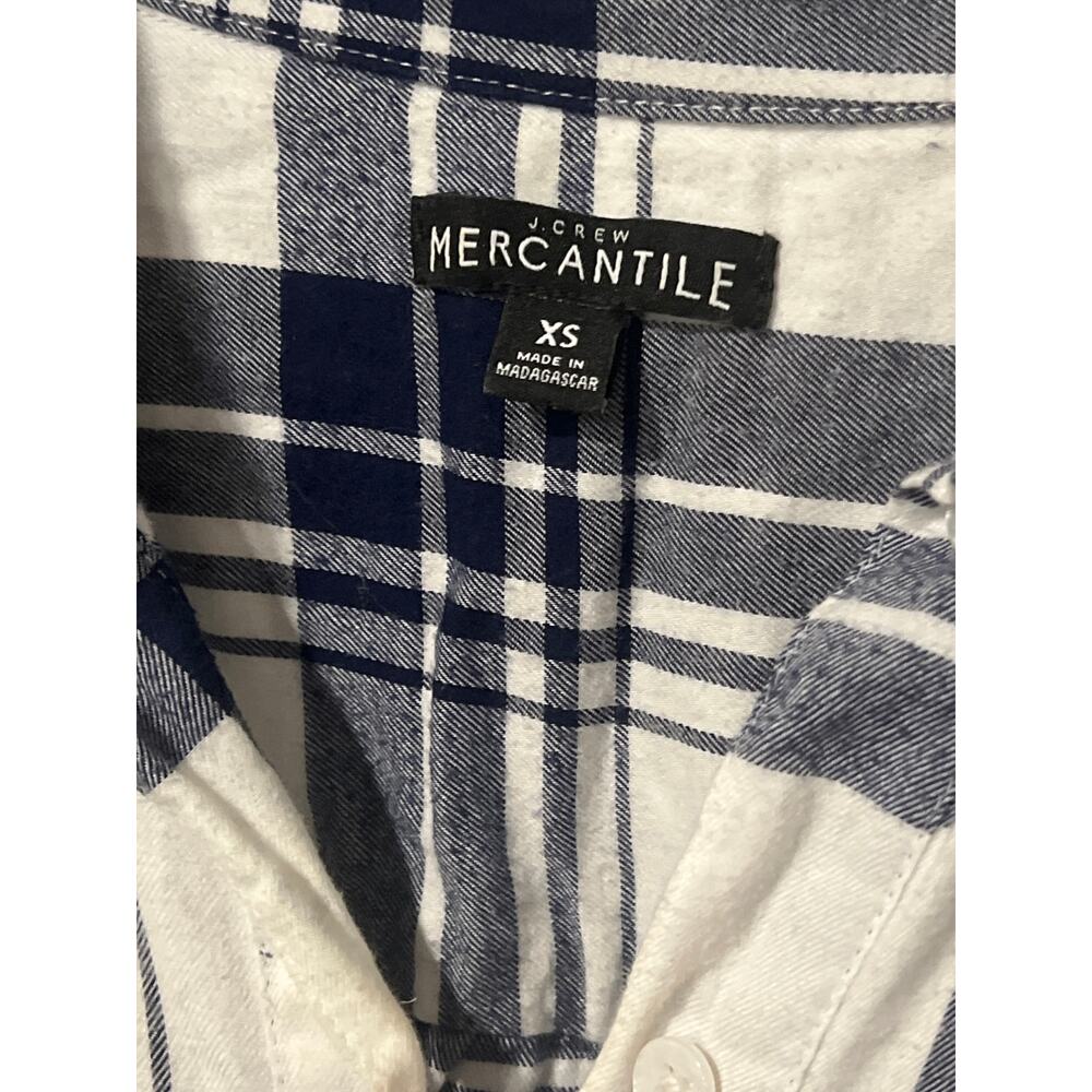 J.Crew Navy Blue and White Plaid Wrap Shirt Dress, Size XS, KB334 - Picture 4 of 6